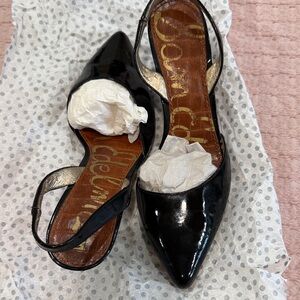 Sam Edelman Black Patent Pointed-Toe Slingback Heels